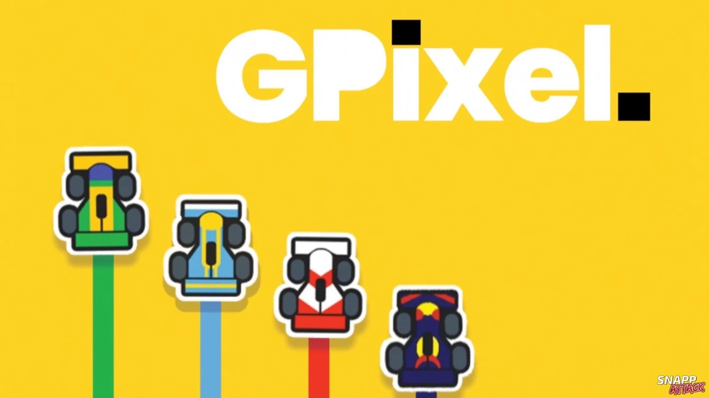 GPixel title artwork with colorful cars on a yellow background