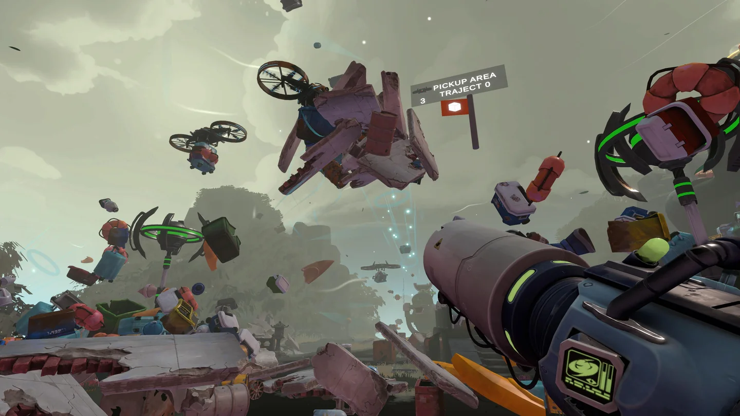 Many physics-driven objects lifted into the air in RE:NEW/ALL